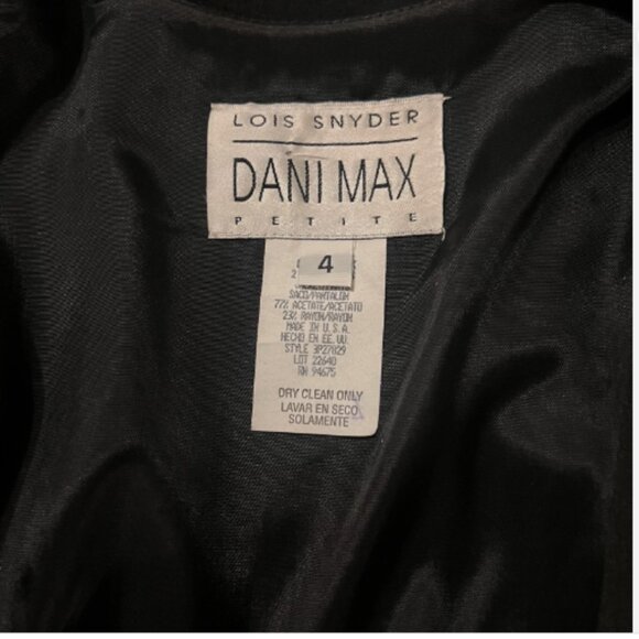 NWT NOS Dani Max Vest. Sz 4P. Acetate Rayon Fitted. Black Double Breasted. D - Picture 7 of 7